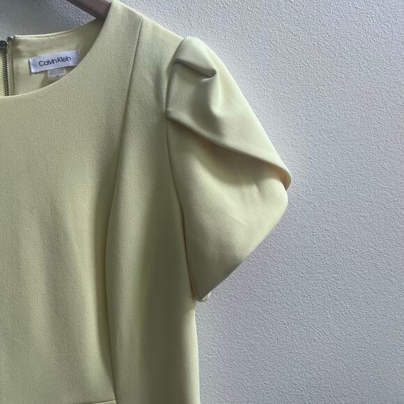 Calvin Klein Yellow Short Sleeves Midi Cocktail Office Dress Women's Size 12 - Picture 5 of 9